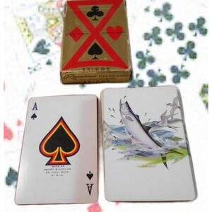 Vintage Fred Sweney King Mackerel Fish Back Bridge Playing Cards Brown & Bigelow